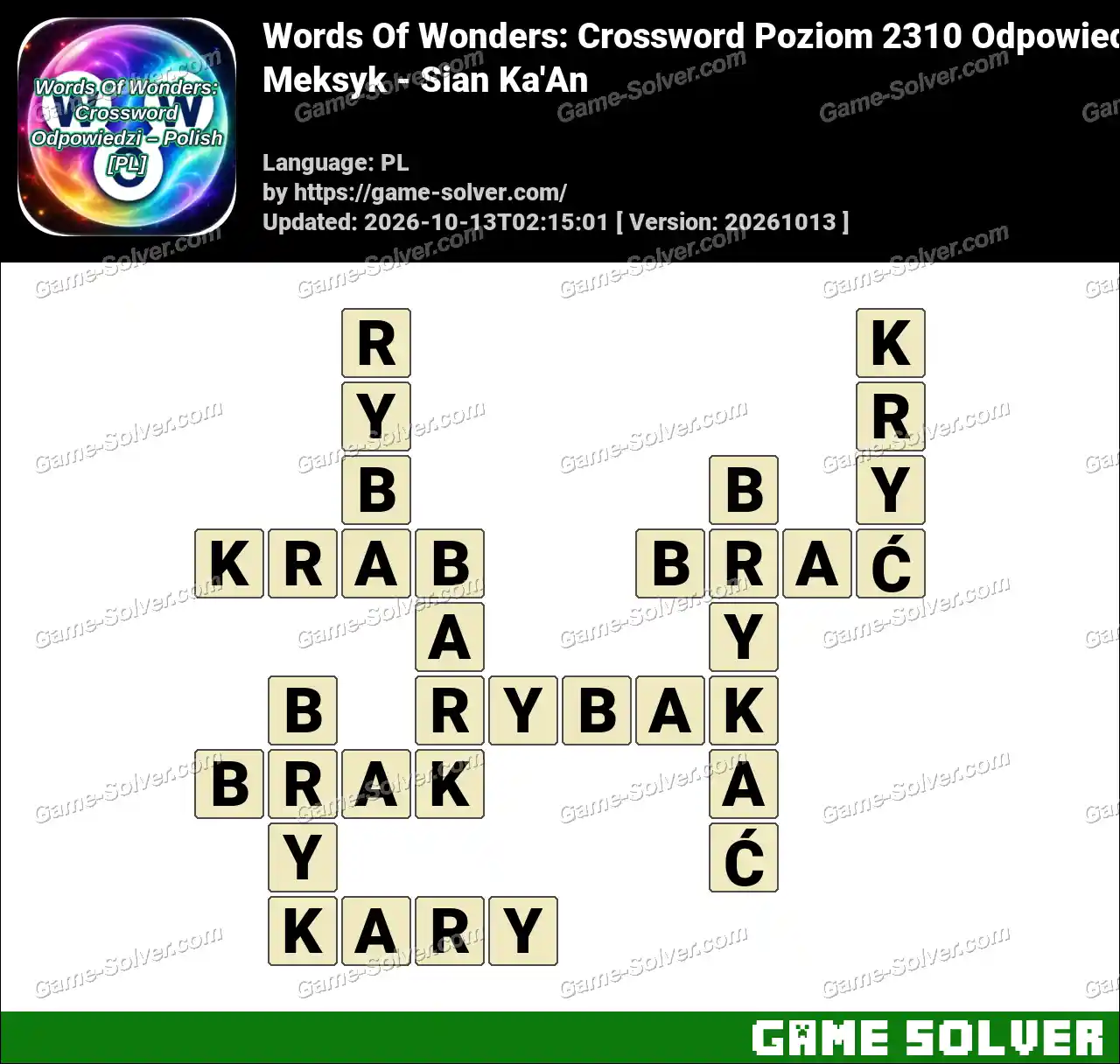 Words Of Wonders: Crossword Poziom 2310 Odpowiedzi – Meksyk – Sian Ka’An